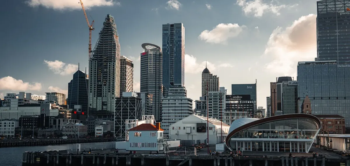 Auckland harbour and skyline, New Zealand.