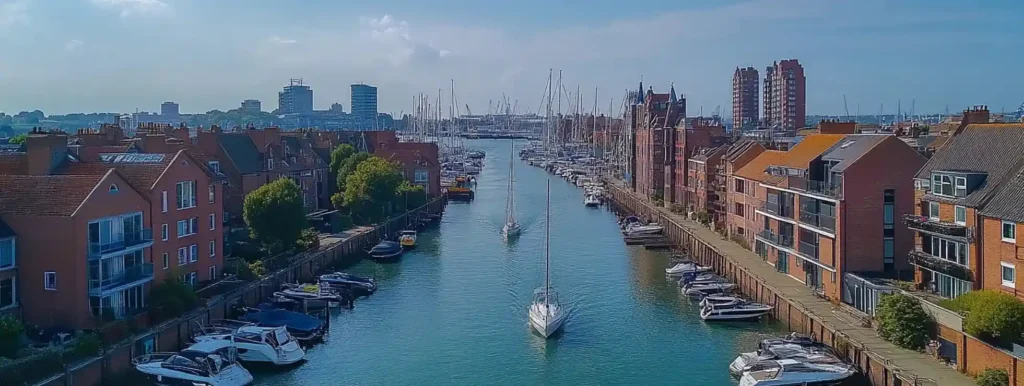 houses, water, and boats
