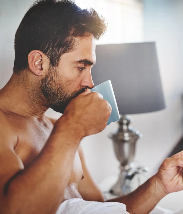 sierra recovery man drinking coffee while sitting bed sex porn
