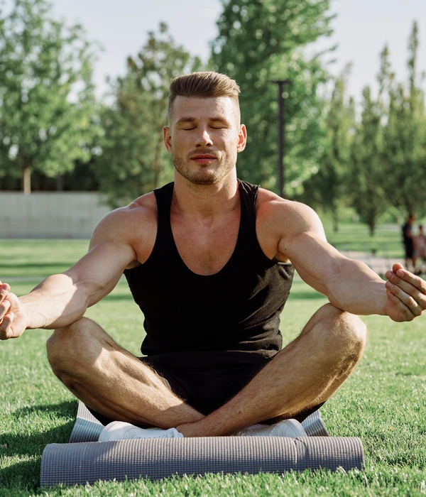 sierra recovery yoga man doing park