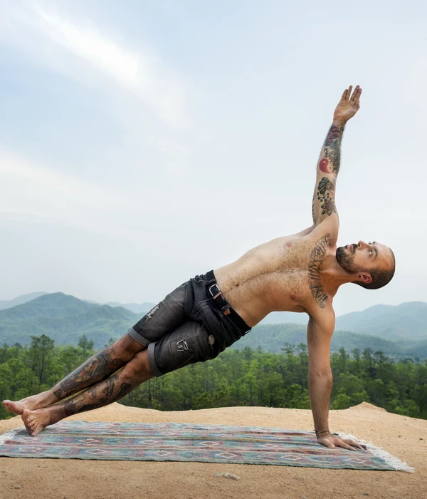 sierra recovery yoga man doing pose mountain